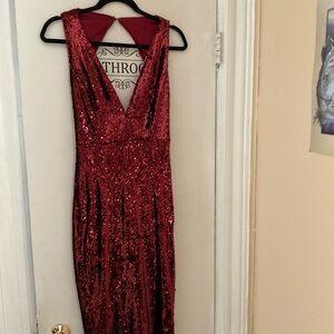 Hot Miami Styles Red Sequin Midi Dress